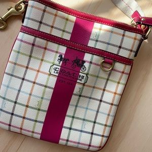 Auth Coach Tattersall Crossbody Messenger Bag